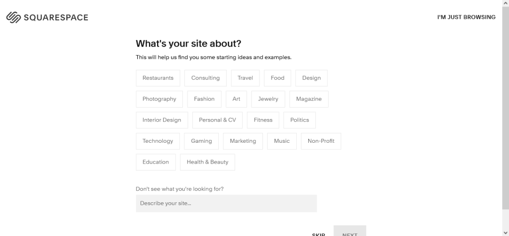 Squarespace gives you access to all its templates for free