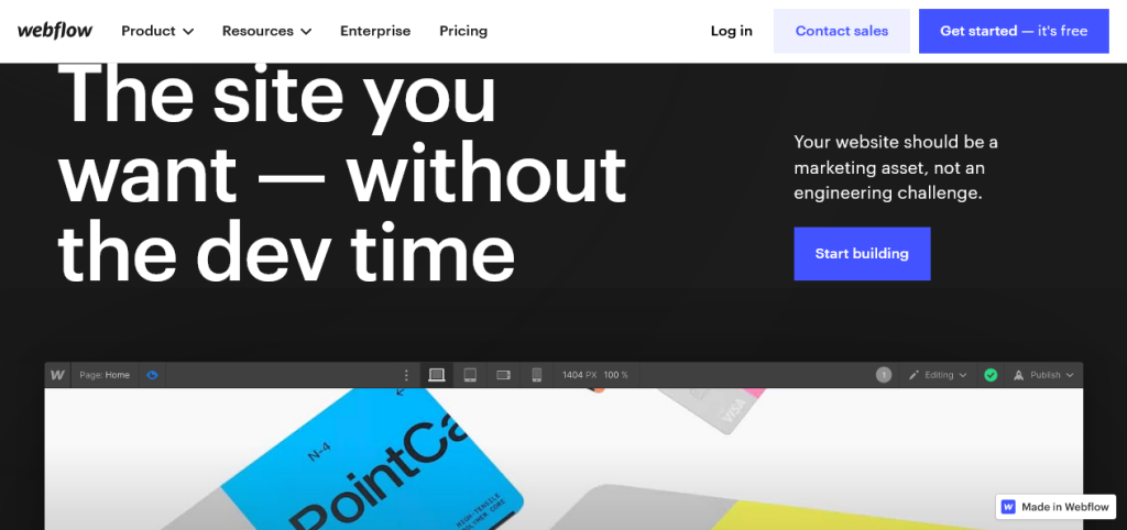 Webflow allows you to create websites without coding experience