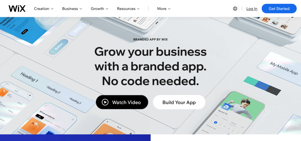 Wix has a dedicated mobile app builder