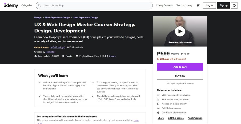 UX and Web Design Master Course: Strategy, Design, Development (Udemy)