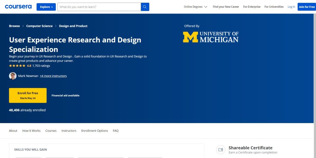 User Experience Research and Design by UMich