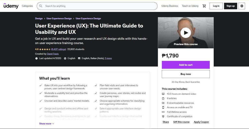 User Experience (UX): The Ultimate Guide to Usability and UX (Udemy)