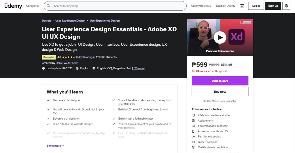 User Experience Design Essentials — Adobe XD UI UX Design (Udemy)