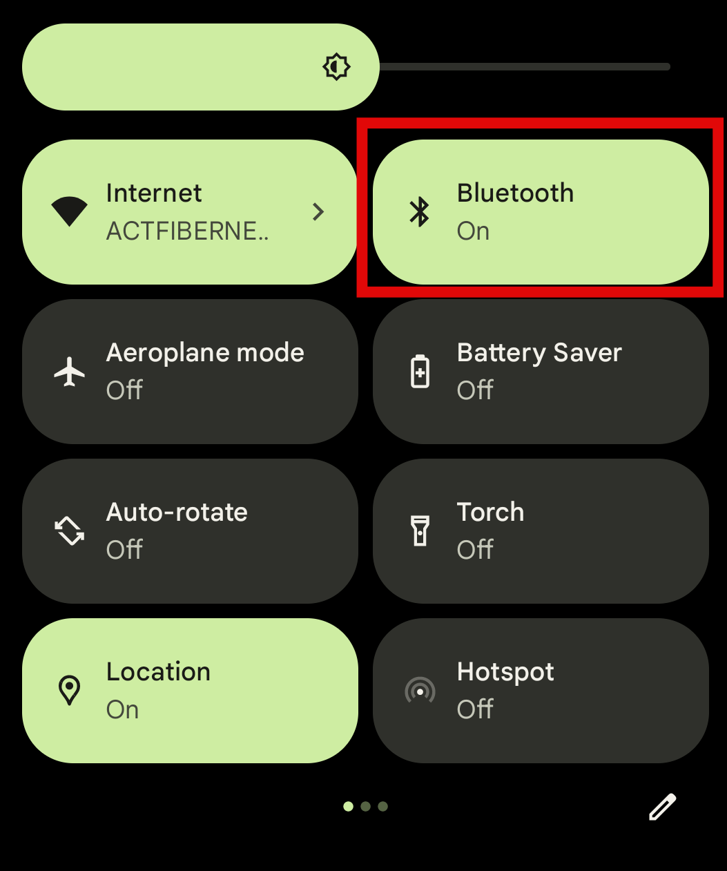 Bluetooth from Quick Access Settings