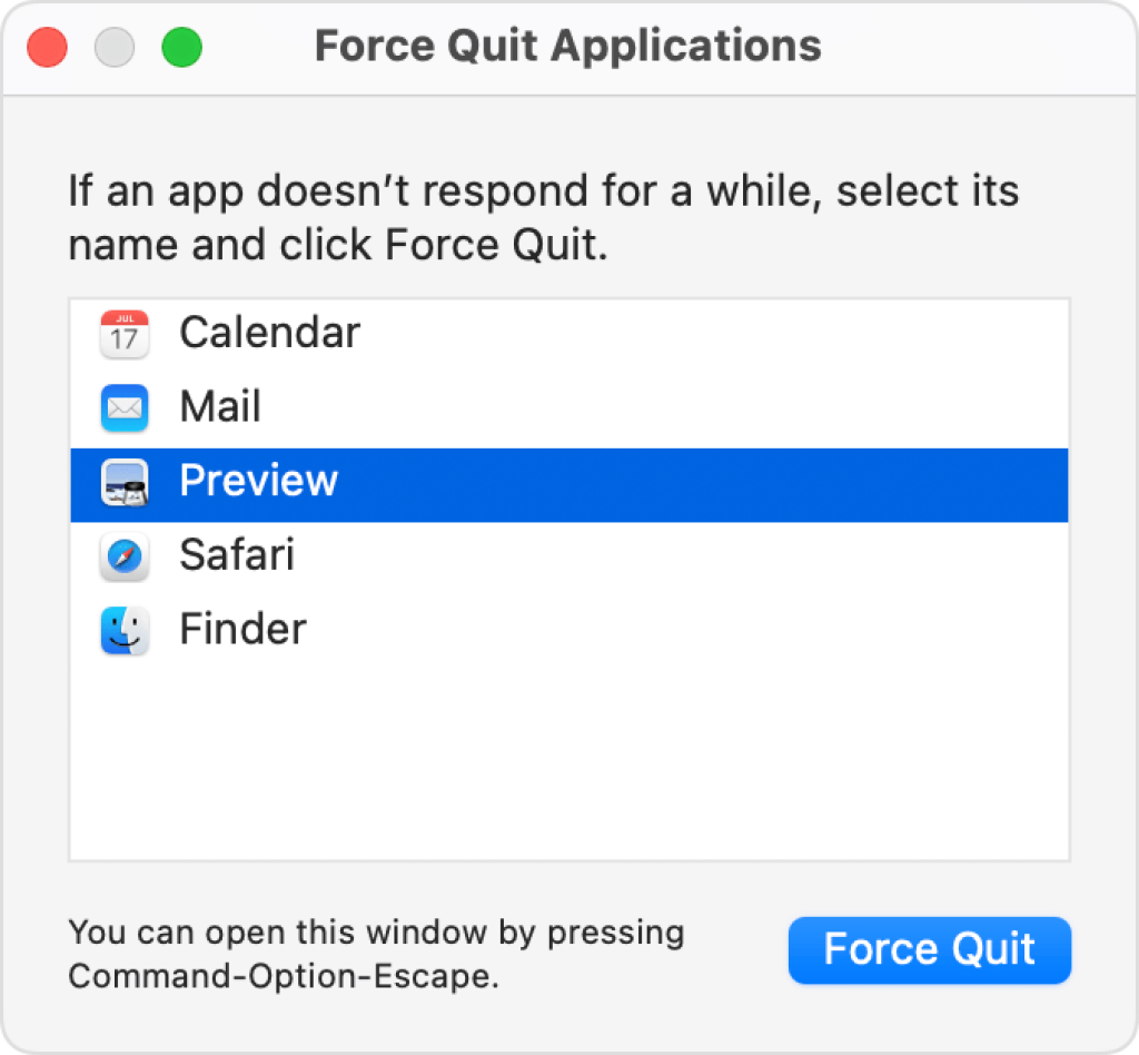 Force quit applications