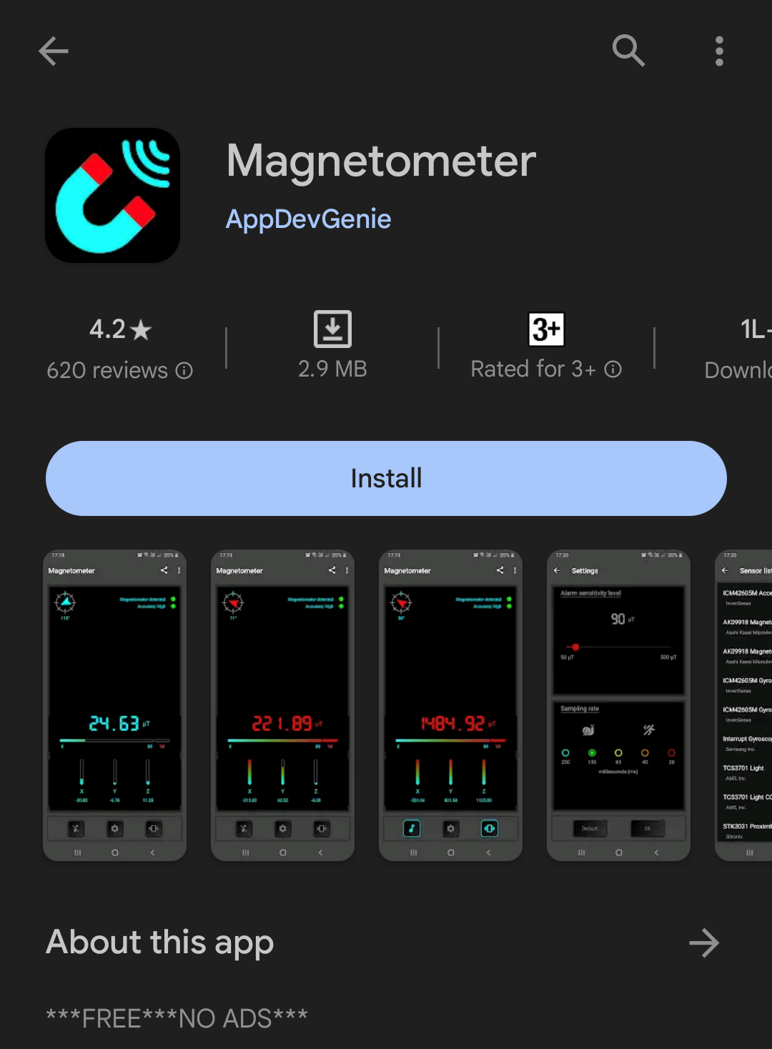 Magnetometer app