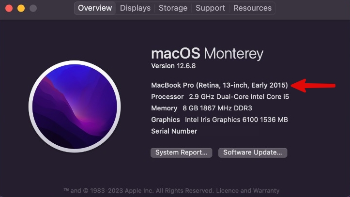 Image of Apple Menu displaying Screen Size