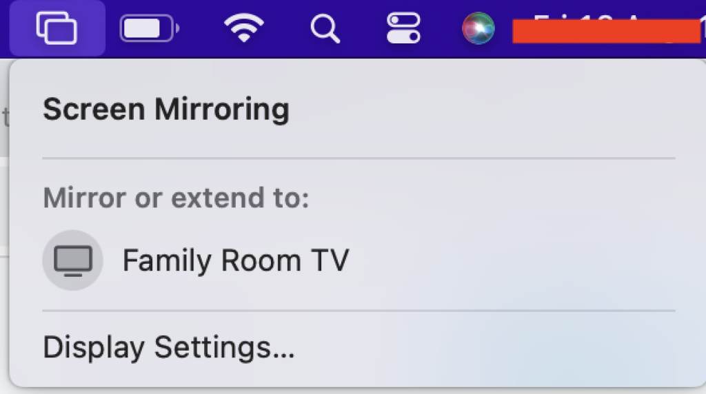Screen mirroring option