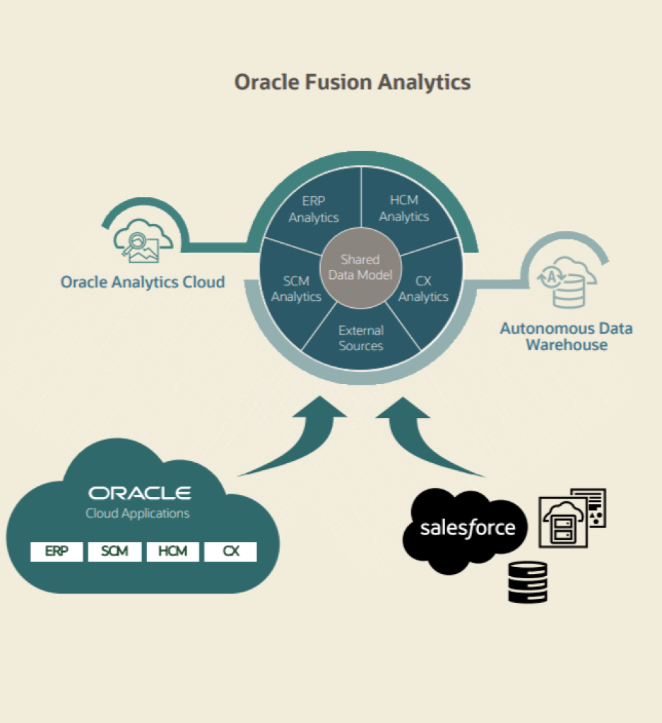 oracle fusion analytics chart explaining their services
