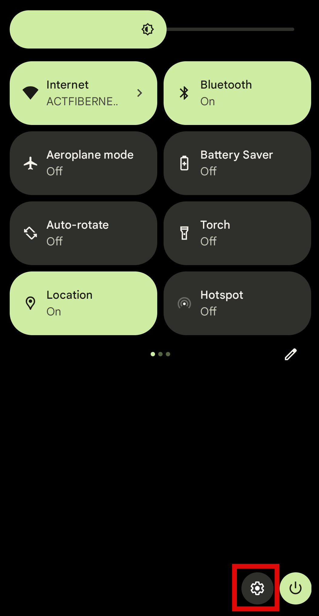 Settings from Quick Access