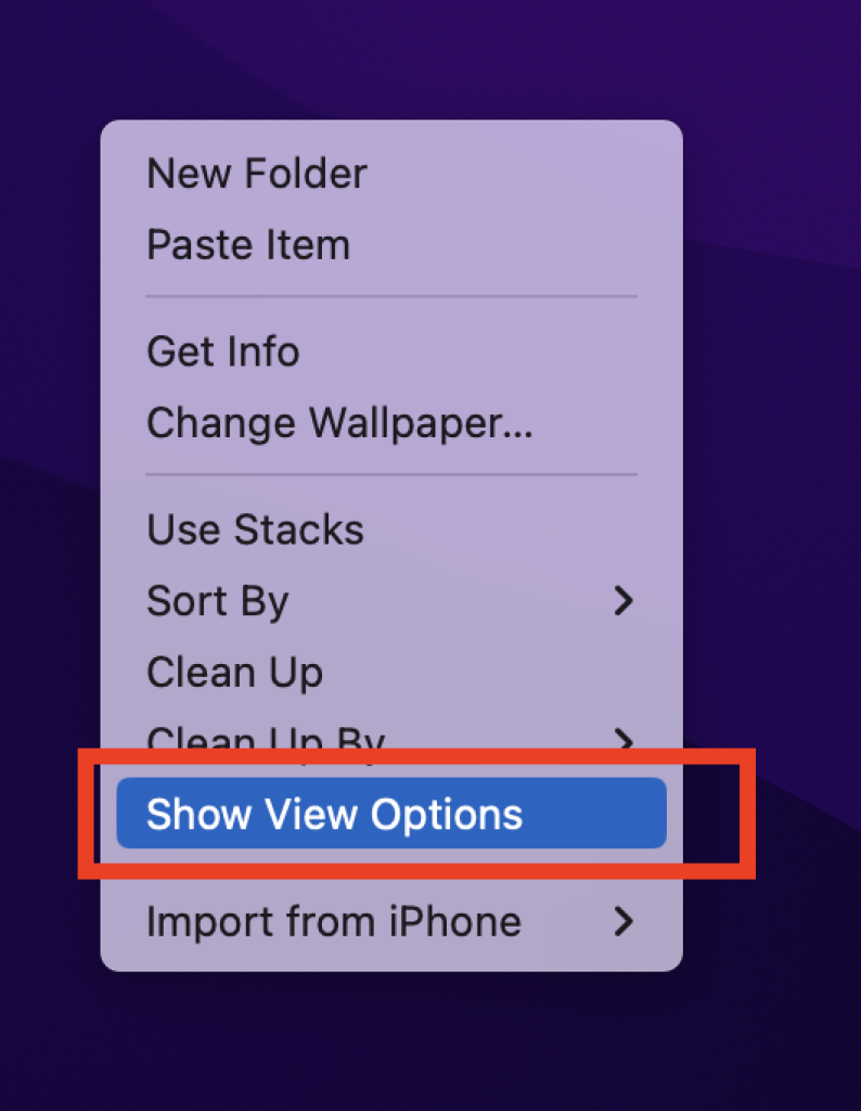 Show View Options
