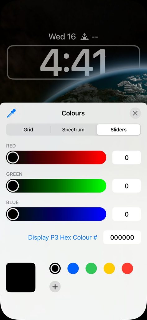 Color intensity selection
