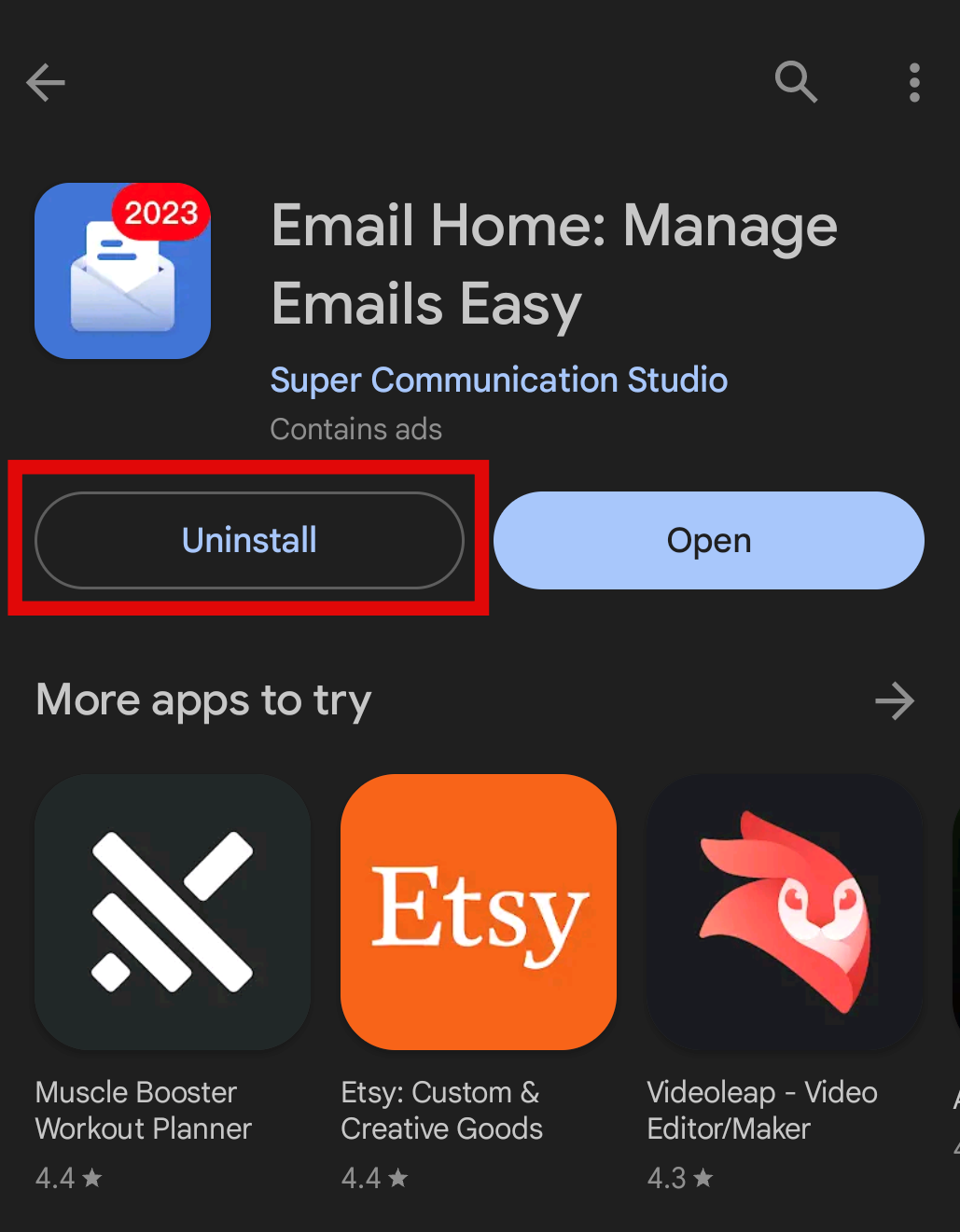 Uninstall Email Home