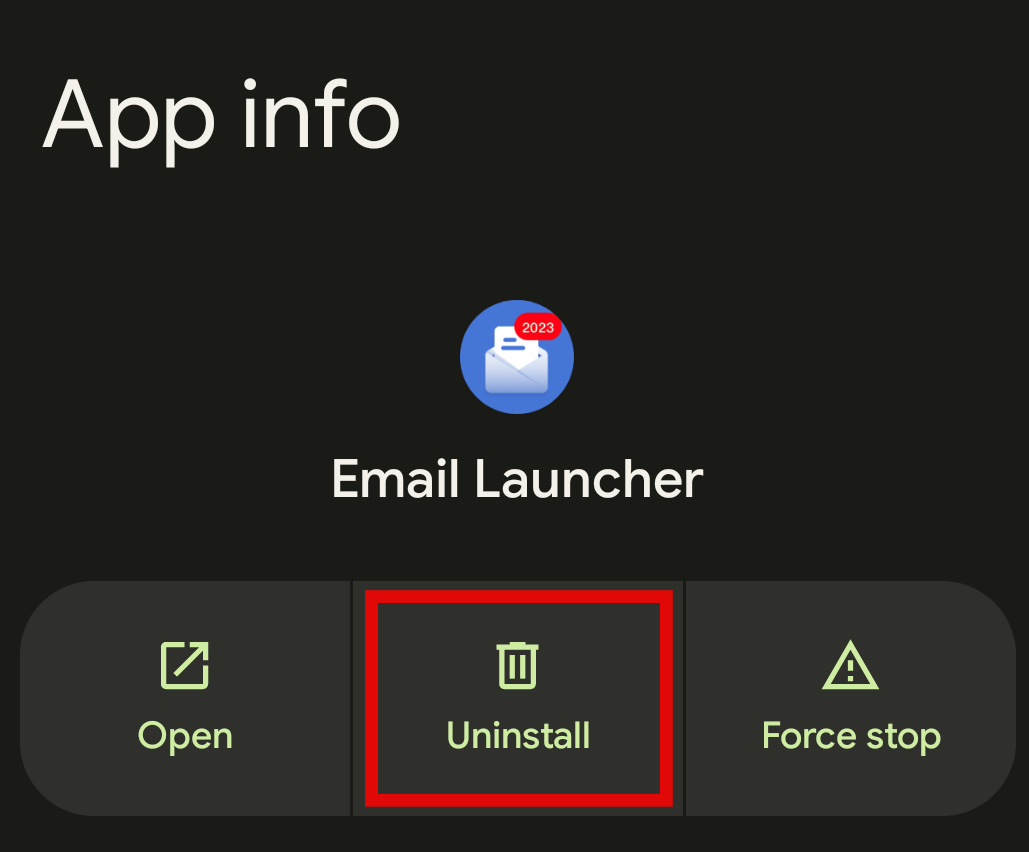 Unistall Email Home App through Settings