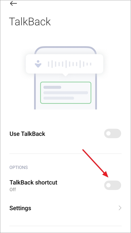 Enable Talkback shortcut
