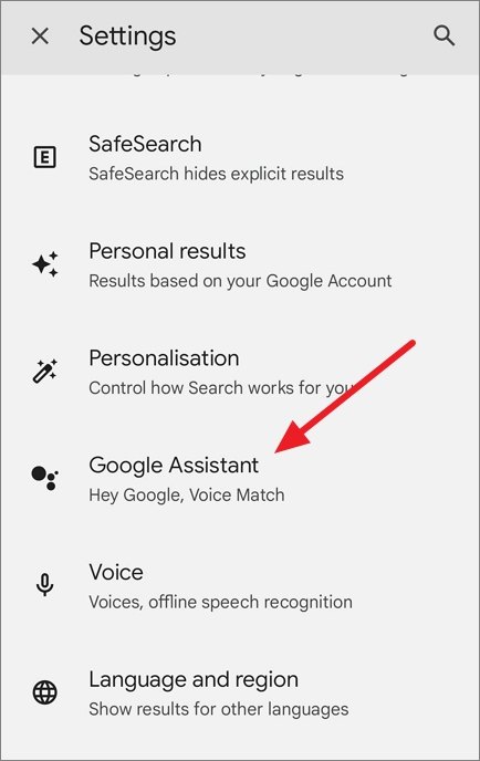 tap Google assistant
