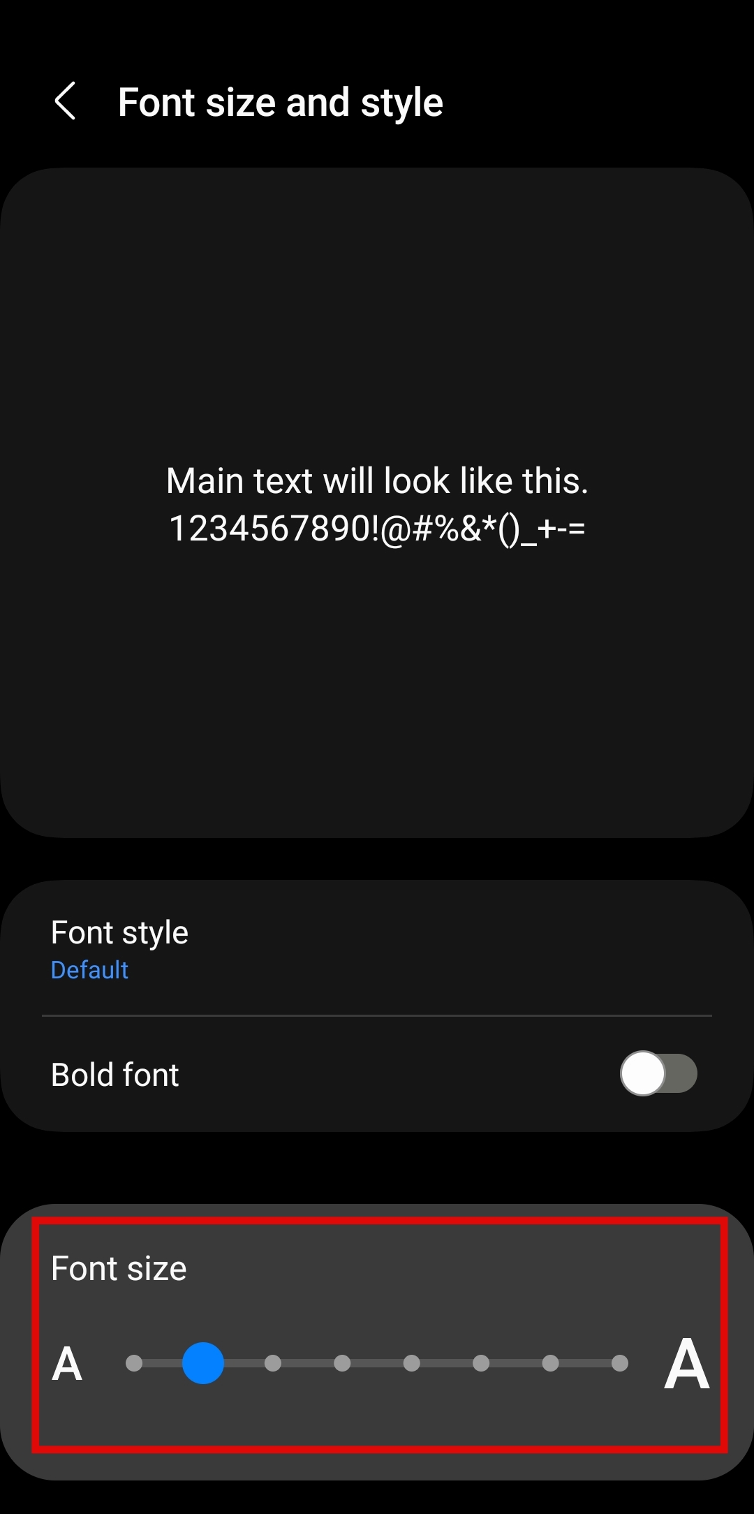 Adjusting Font Size