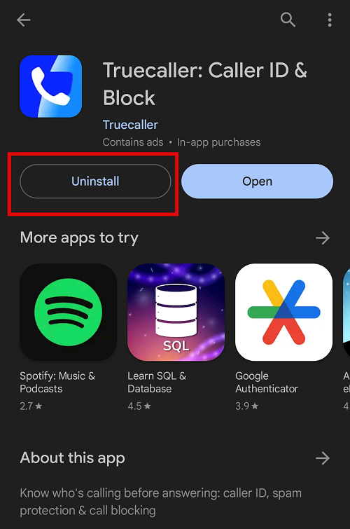 Uninstall Third party apps