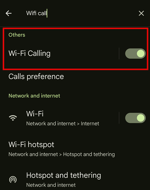Disable Wi-Fi calling