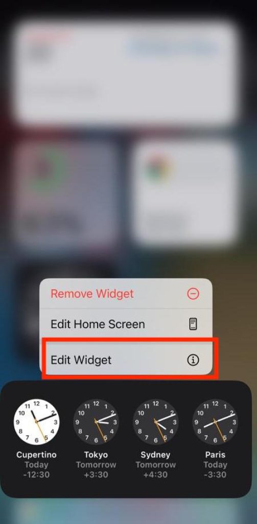 Edit widget option