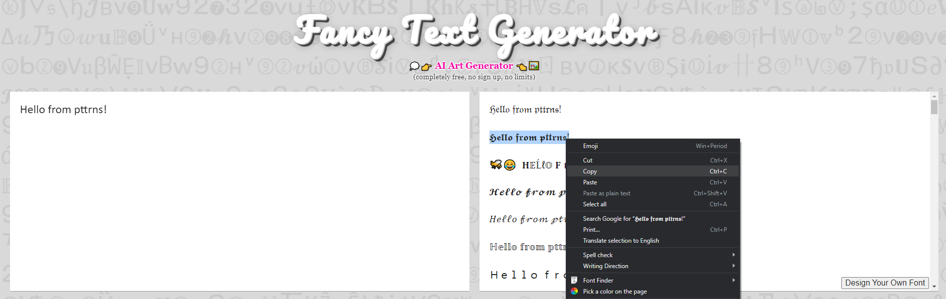 Fancy Text generator