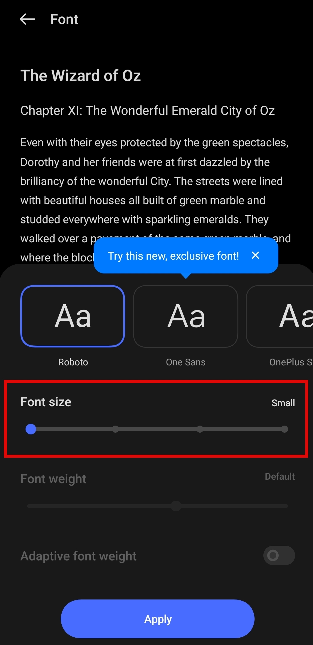 Font Size on OnePlus