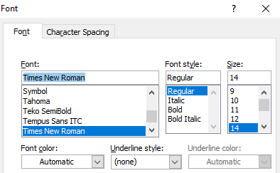 Modifying Font