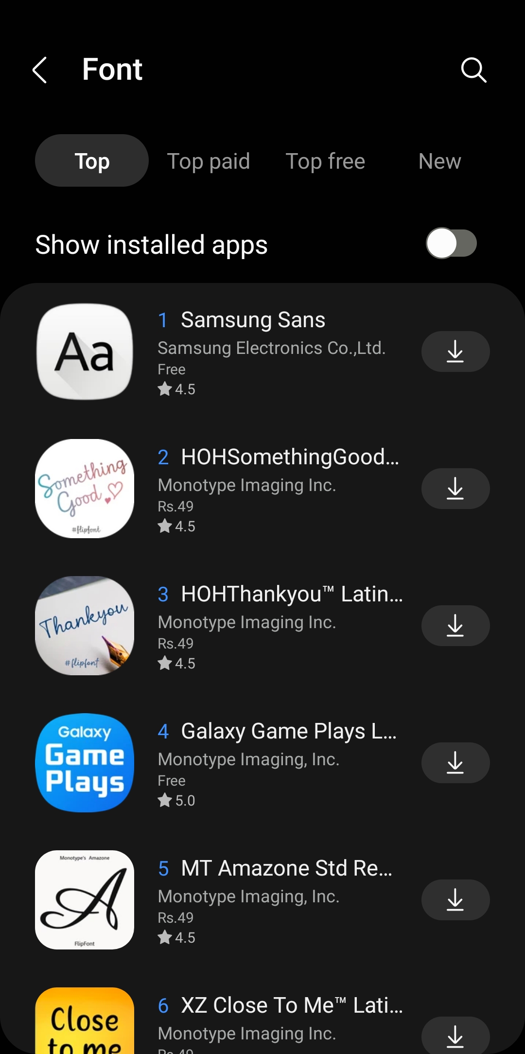More Fonts on Samsung