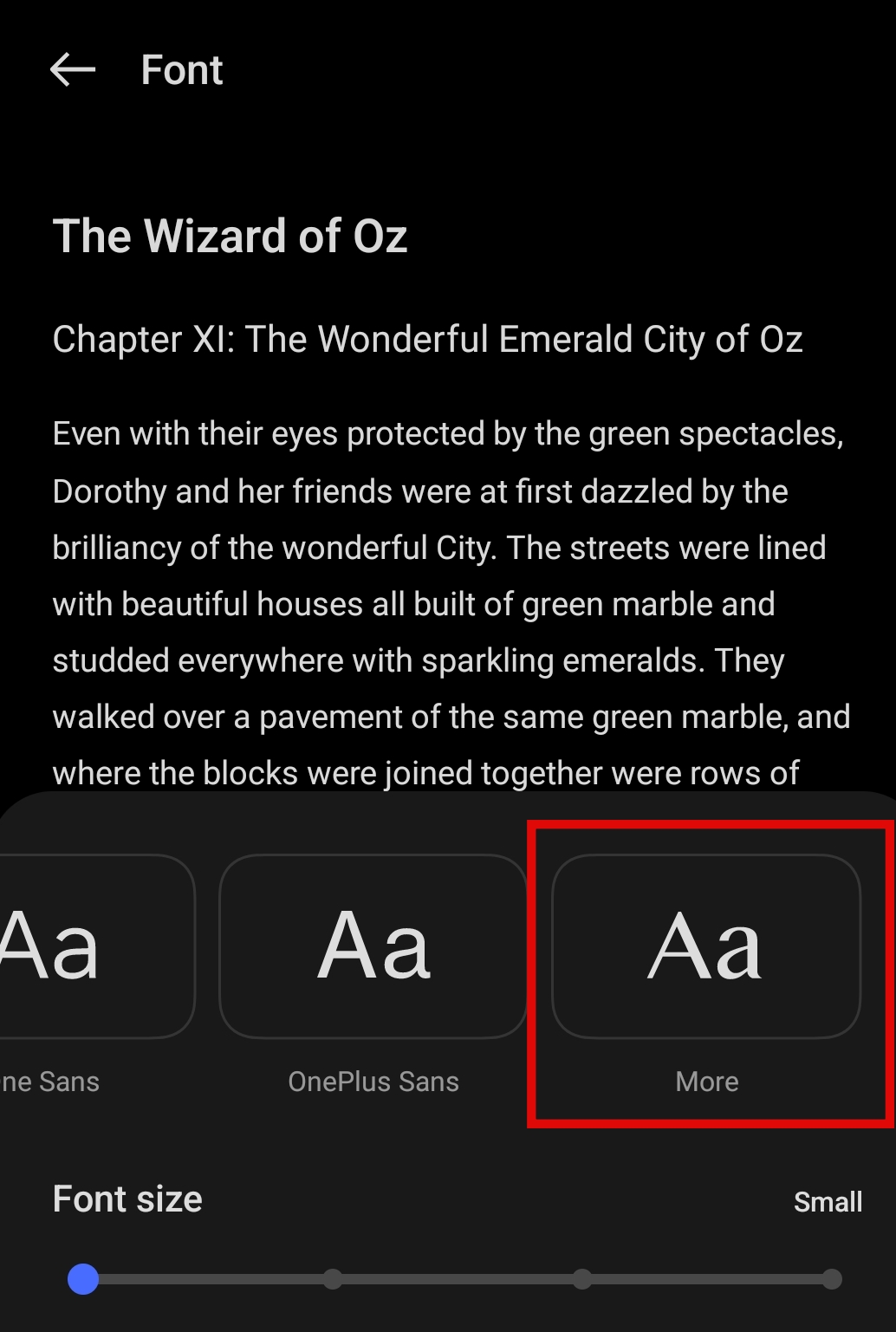More option in Fonts