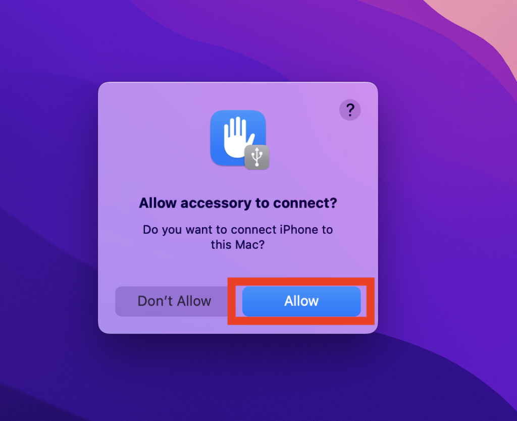 Providing permission on Mac to connect