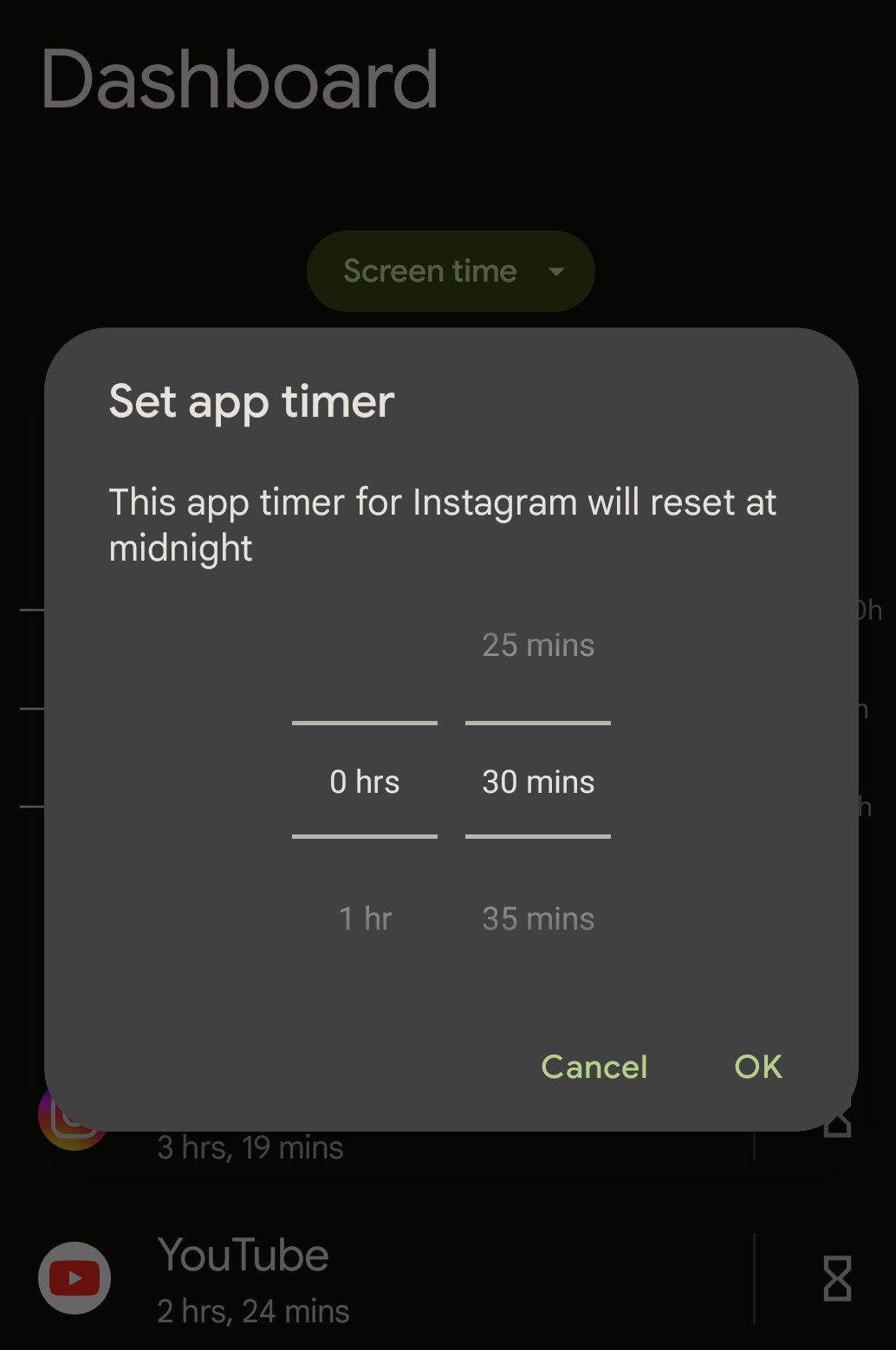 Set app timer