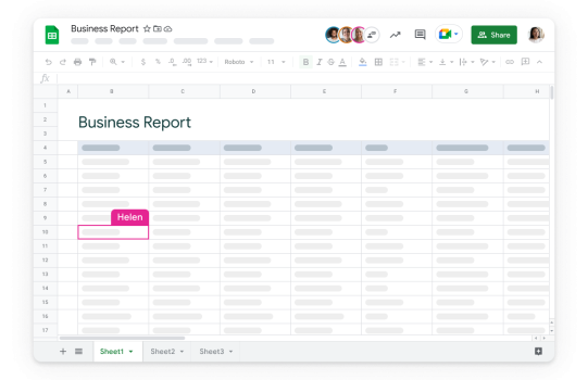 Google Sheets spreadsheet software example
