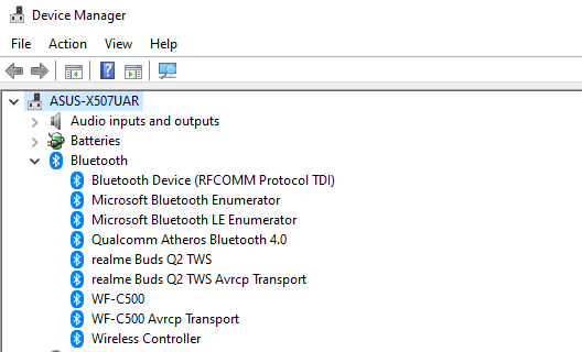 Bluetooth Devices Device manager