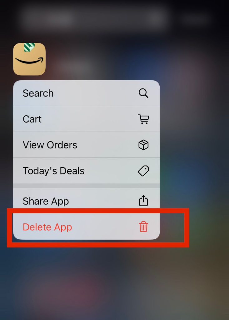 Delete app option