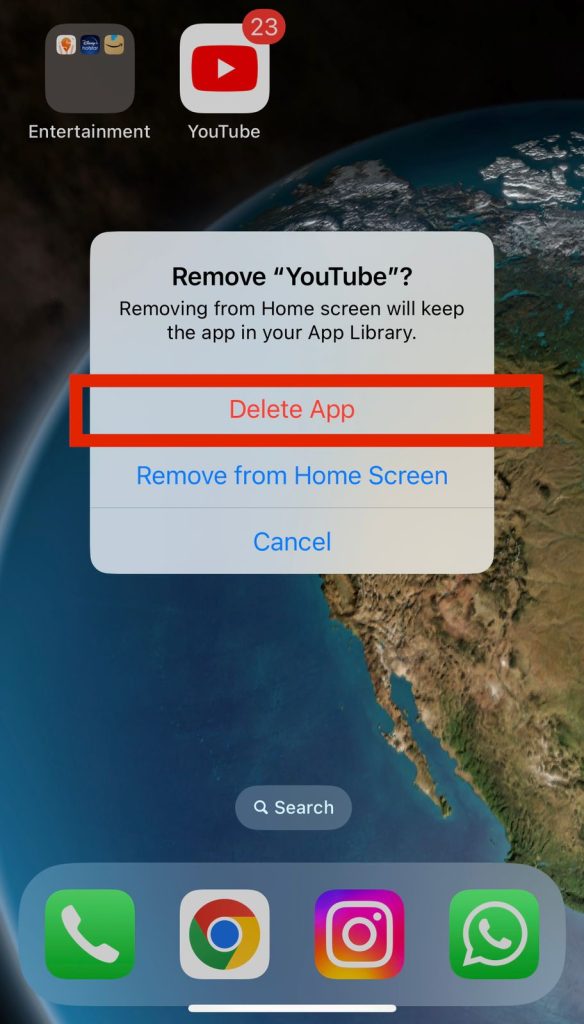 Delete app from Homescreen