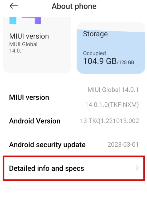 Detailed info and specs - mi
