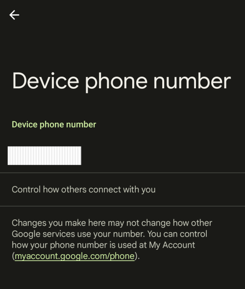 Device Phone number - Pixel