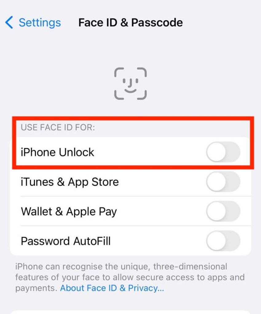 Setting FaceID for iPhone Unlock