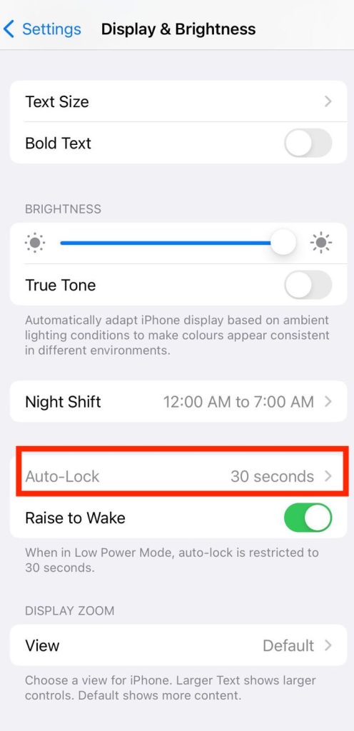 Greyed out auto lock option