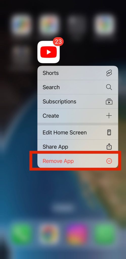 Remove and delete app from homescreen