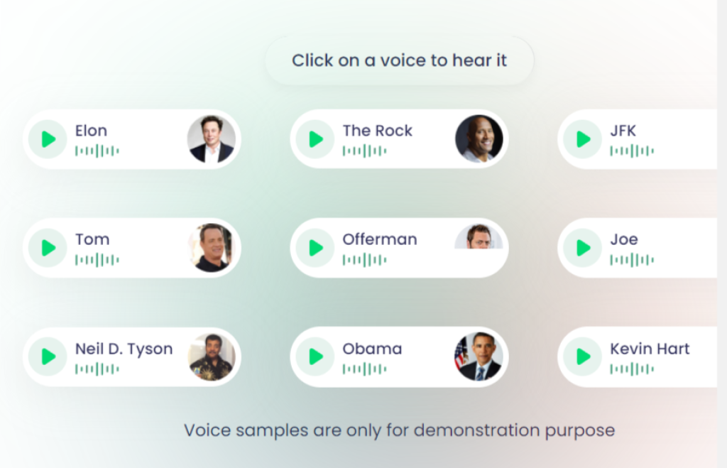 play ht voice cloning software voice samples