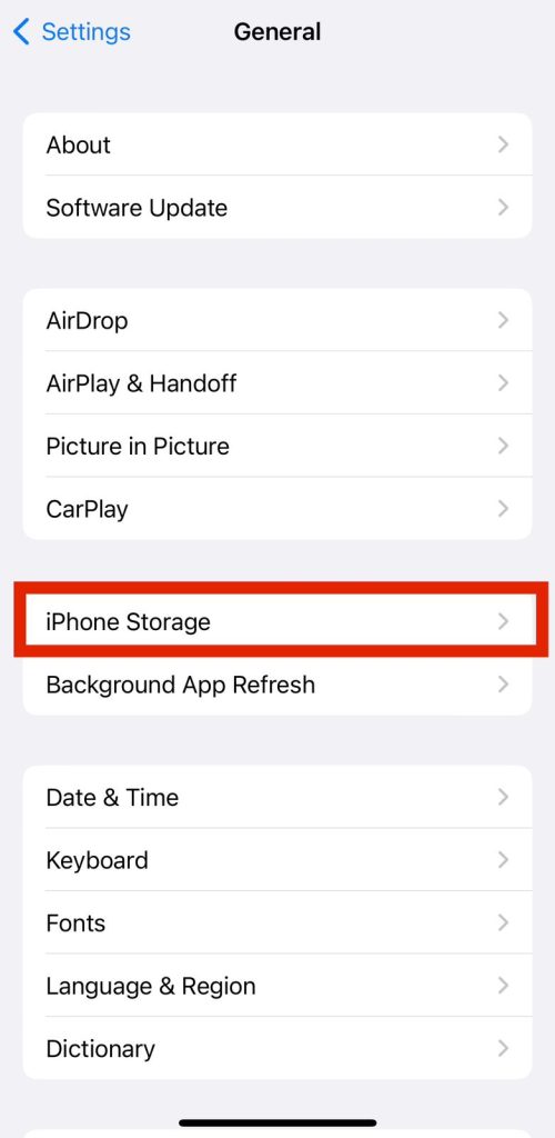 iPhone storage option