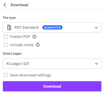 Detailed download options