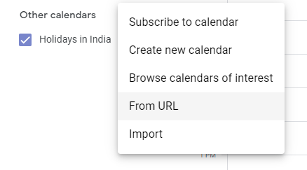 From URL option on Google Calendar