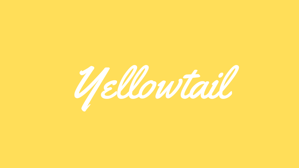 yellowtail font in white with yellow background