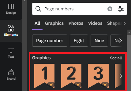 Searching for page numbers