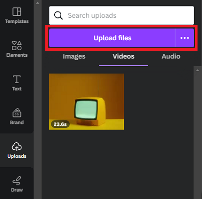 Upload Files - Video button