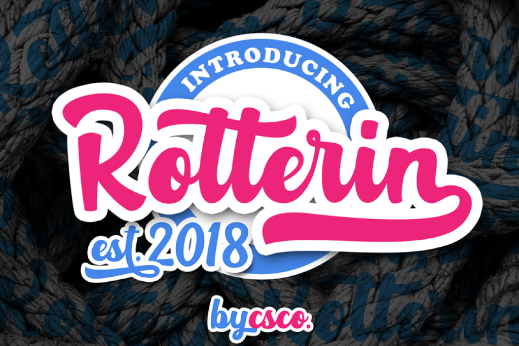 rotterin font in pink and blue