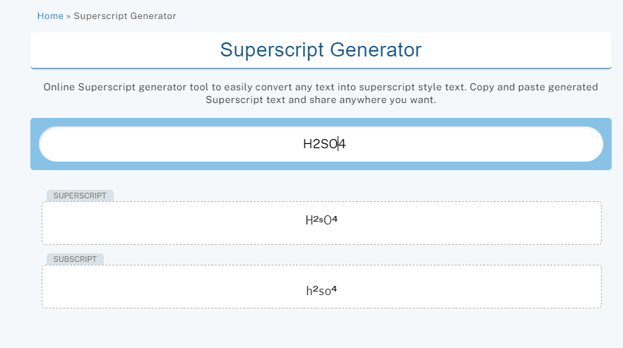 Superscript and Subscript generator