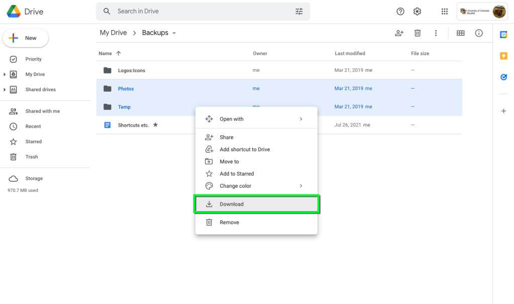 google drive backup folder